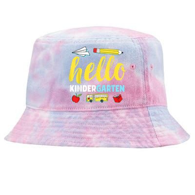 Hello Kindergarten Teacher First Day Back To School Tie-Dyed Bucket Hat