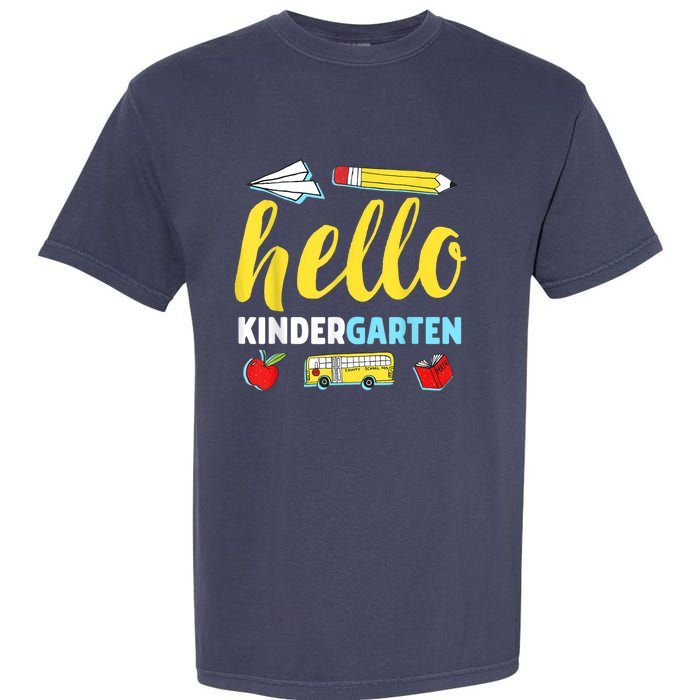 Hello Kindergarten Teacher First Day Back To School Garment-Dyed Heavyweight T-Shirt