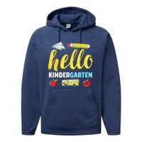 Hello Kindergarten Teacher First Day Back To School Performance Fleece Hoodie