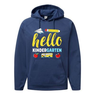 Hello Kindergarten Teacher First Day Back To School Performance Fleece Hoodie