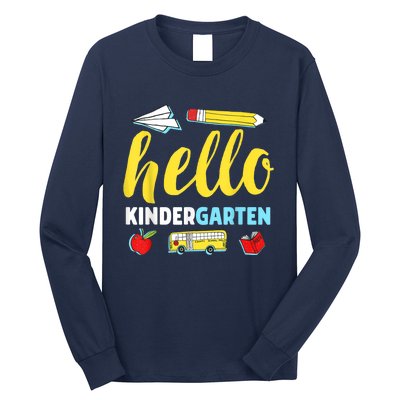 Hello Kindergarten Teacher First Day Back To School Long Sleeve Shirt