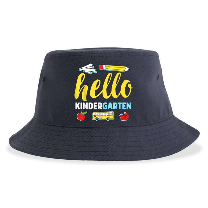 Hello Kindergarten Teacher First Day Back To School Sustainable Bucket Hat