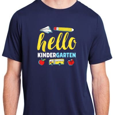 Hello Kindergarten Teacher First Day Back To School Adult ChromaSoft Performance T-Shirt