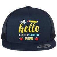 Hello Kindergarten Teacher First Day Back To School Flat Bill Trucker Hat