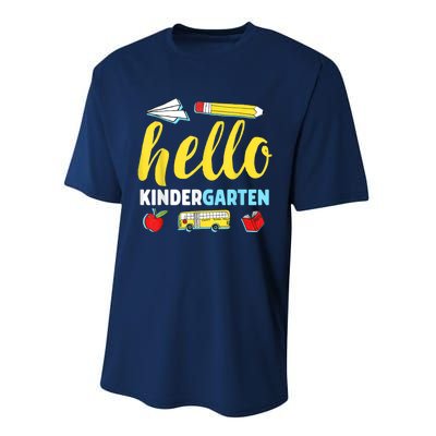 Hello Kindergarten Teacher First Day Back To School Performance Sprint T-Shirt