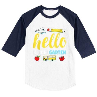 Hello Kindergarten Teacher First Day Back To School Baseball Sleeve Shirt