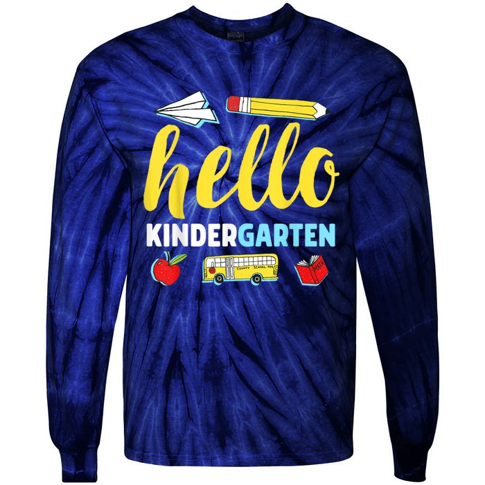 Hello Kindergarten Teacher First Day Back To School Tie-Dye Long Sleeve Shirt