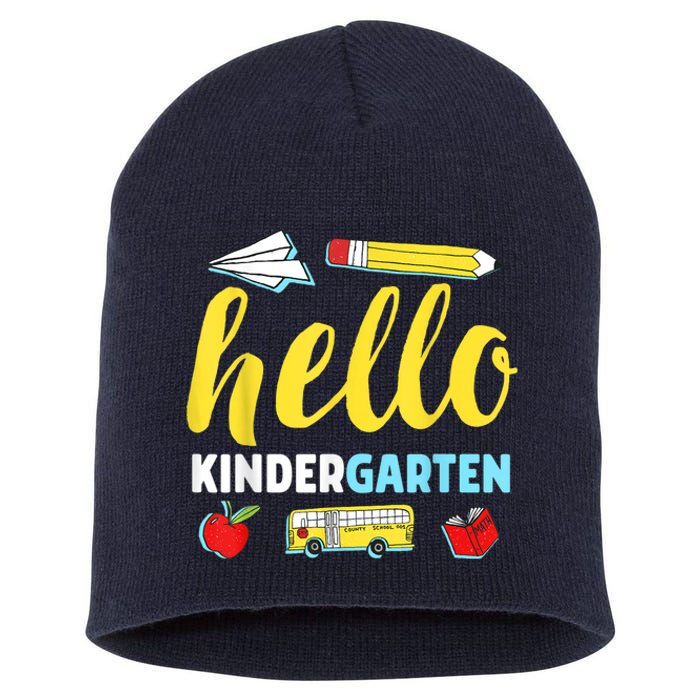 Hello Kindergarten Teacher First Day Back To School Short Acrylic Beanie