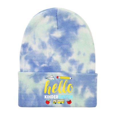 Hello Kindergarten Teacher First Day Back To School Tie Dye 12in Knit Beanie