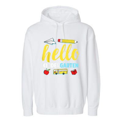 Hello Kindergarten Teacher First Day Back To School Garment-Dyed Fleece Hoodie