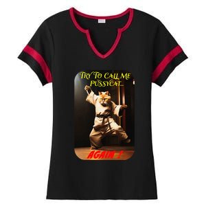 Humorous Karate Theme Ironic Cat Kung Fu Animal Funny Pet Ladies Halftime Notch Neck Tee