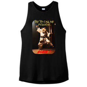 Humorous Karate Theme Ironic Cat Kung Fu Animal Funny Pet Ladies PosiCharge Tri-Blend Wicking Tank