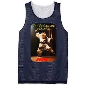 Humorous Karate Theme Ironic Cat Kung Fu Animal Funny Pet Mesh Reversible Basketball Jersey Tank