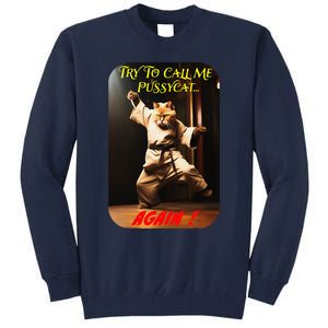 Humorous Karate Theme Ironic Cat Kung Fu Animal Funny Pet Tall Sweatshirt