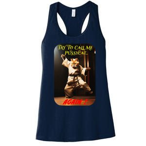 Humorous Karate Theme Ironic Cat Kung Fu Animal Funny Pet Women's Racerback Tank