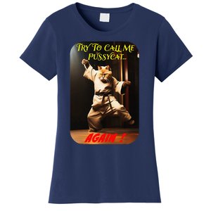 Humorous Karate Theme Ironic Cat Kung Fu Animal Funny Pet Women's T-Shirt