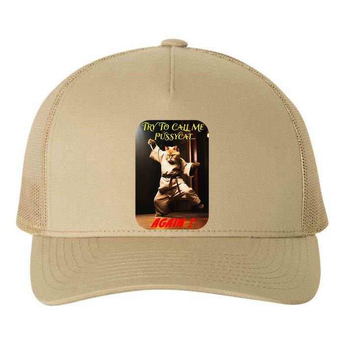 Humorous Karate Theme Ironic Cat Kung Fu Animal Funny Pet Yupoong Adult 5-Panel Trucker Hat