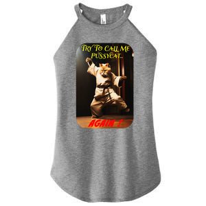 Humorous Karate Theme Ironic Cat Kung Fu Animal Funny Pet Women's Perfect Tri Rocker Tank