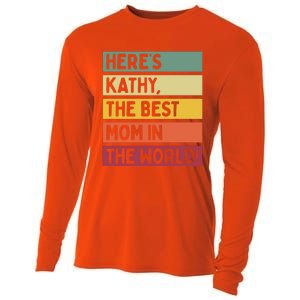 Here's Kathy The Best Mom In The World Mother's Day Retro Gift Cooling Performance Long Sleeve Crew