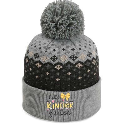 Hello Kindergarten Teacher Squad Coquette Bow Pencil School The Baniff Cuffed Pom Beanie