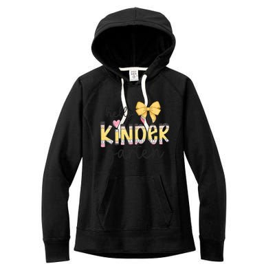 Hello Kindergarten Teacher Squad Coquette Bow Pencil School Women's Fleece Hoodie