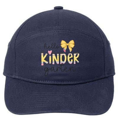 Hello Kindergarten Teacher Squad Coquette Bow Pencil School 7-Panel Snapback Hat