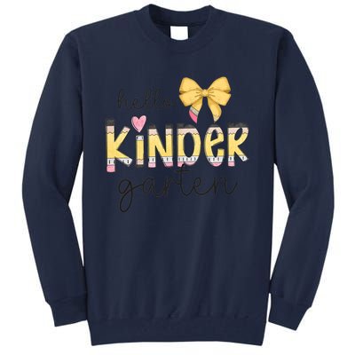 Hello Kindergarten Teacher Squad Coquette Bow Pencil School Tall Sweatshirt