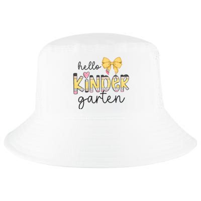 Hello Kindergarten Teacher Squad Coquette Bow Pencil School Cool Comfort Performance Bucket Hat