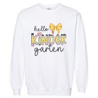 Hello Kindergarten Teacher Squad Coquette Bow Pencil School Garment-Dyed Sweatshirt