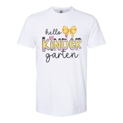 Hello Kindergarten Teacher Squad Coquette Bow Pencil School Softstyle CVC T-Shirt