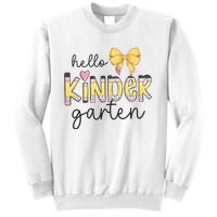 Hello Kindergarten Teacher Squad Coquette Bow Pencil School Sweatshirt