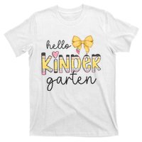 Hello Kindergarten Teacher Squad Coquette Bow Pencil School T-Shirt