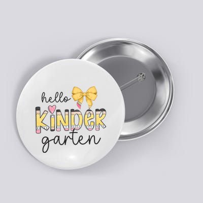 Hello Kindergarten Teacher Squad Coquette Bow Pencil School Button