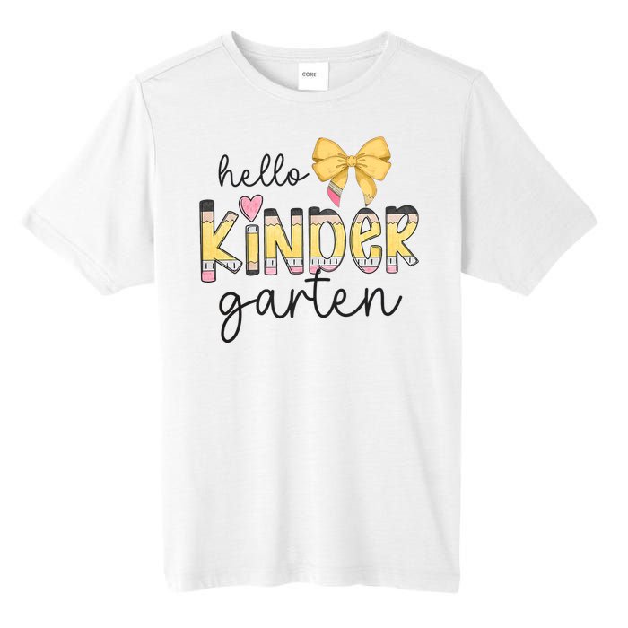 Hello Kindergarten Teacher Squad Coquette Bow Pencil School Tall Fusion ChromaSoft Performance T-Shirt