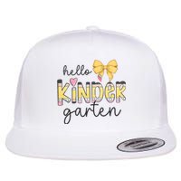 Hello Kindergarten Teacher Squad Coquette Bow Pencil School Flat Bill Trucker Hat