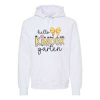 Hello Kindergarten Teacher Squad Coquette Bow Pencil School Premium Hoodie