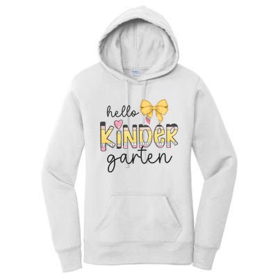 Hello Kindergarten Teacher Squad Coquette Bow Pencil School Women's Pullover Hoodie