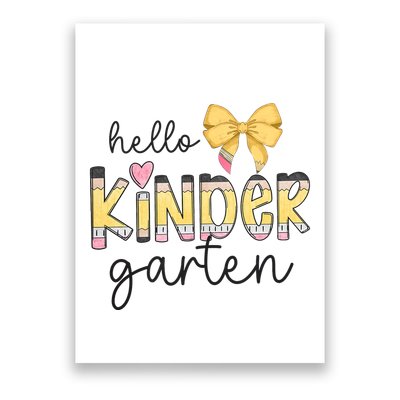 Hello Kindergarten Teacher Squad Coquette Bow Pencil School Poster