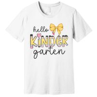 Hello Kindergarten Teacher Squad Coquette Bow Pencil School Premium T-Shirt