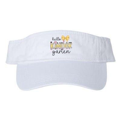 Hello Kindergarten Teacher Squad Coquette Bow Pencil School Valucap Bio-Washed Visor