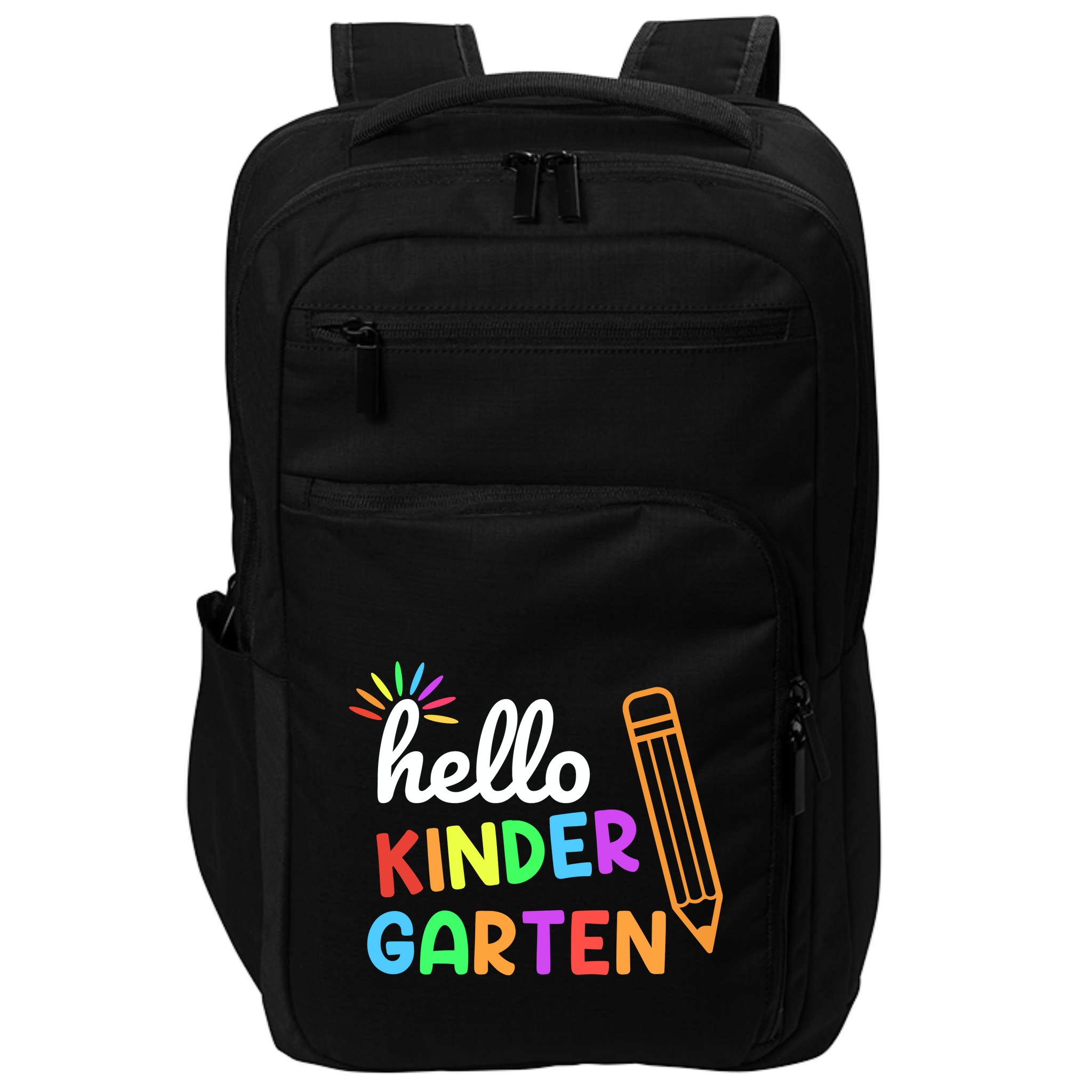 Hello Kindergarten Team Kinder Back To School Teacher Impact Tech Backpack