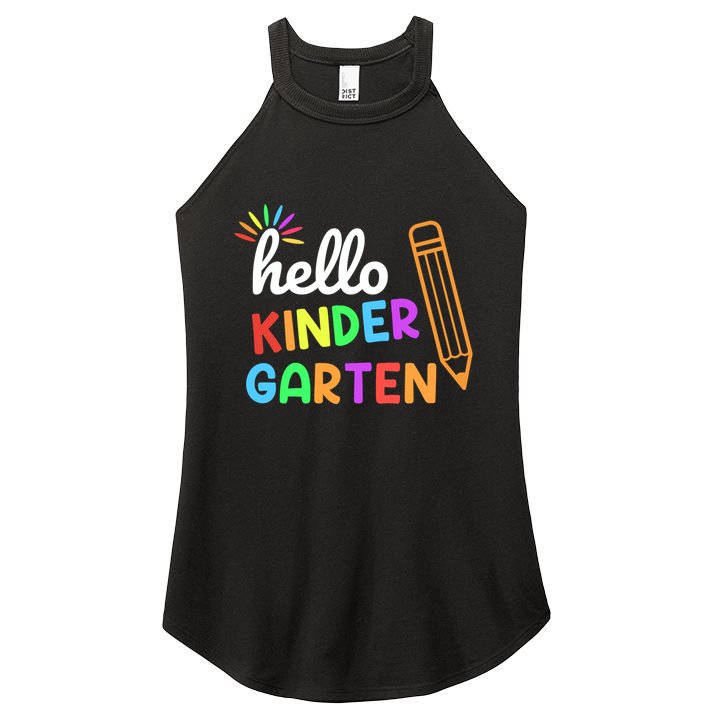 Hello Kindergarten Team Kinder Back To School Teacher Women's Perfect Tri Rocker Tank
