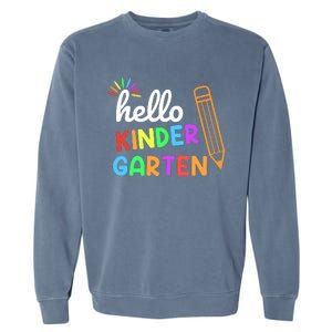 Hello Kindergarten Team Kinder Back To School Teacher Garment-Dyed Sweatshirt