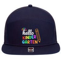 Hello Kindergarten Team Kinder Back To School Teacher 7 Panel Mesh Trucker Snapback Hat