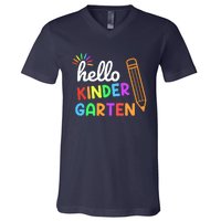 Hello Kindergarten Team Kinder Back To School Teacher V-Neck T-Shirt