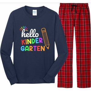 Hello Kindergarten Team Kinder Back To School Teacher Long Sleeve Pajama Set