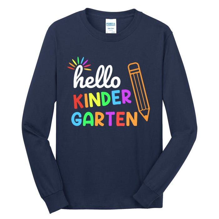 Hello Kindergarten Team Kinder Back To School Teacher Tall Long Sleeve T-Shirt