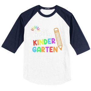 Hello Kindergarten Team Kinder Back To School Teacher Baseball Sleeve Shirt