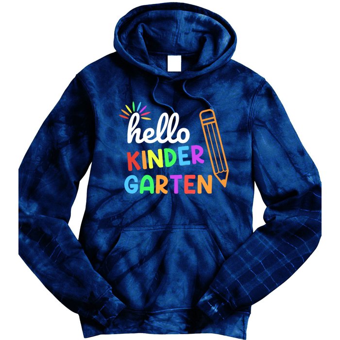 Hello Kindergarten Team Kinder Back To School Teacher Tie Dye Hoodie