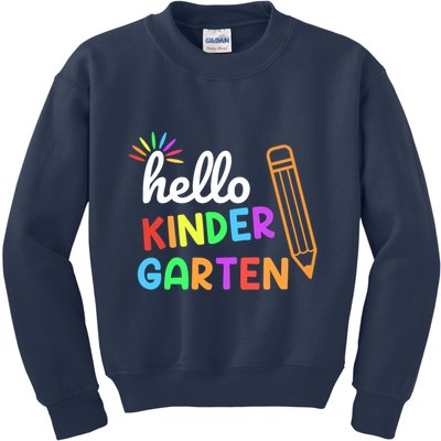 Hello Kindergarten Team Kinder Back To School Teacher Kids Sweatshirt